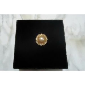 VTG Gold Diamond and Pearl Cocktail/Statement Ring